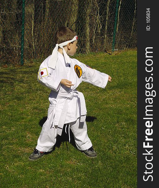 Child Practicing Karate. Child Practicing Karate