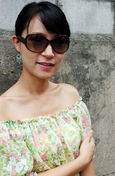 Asian Woman Wearing Big Shades Stock Image Asian Woman Wearing Big Shades Stock Image