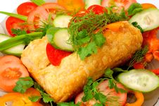 Appetizing Meat Pie With Vegetables Royalty Free Stock Photography