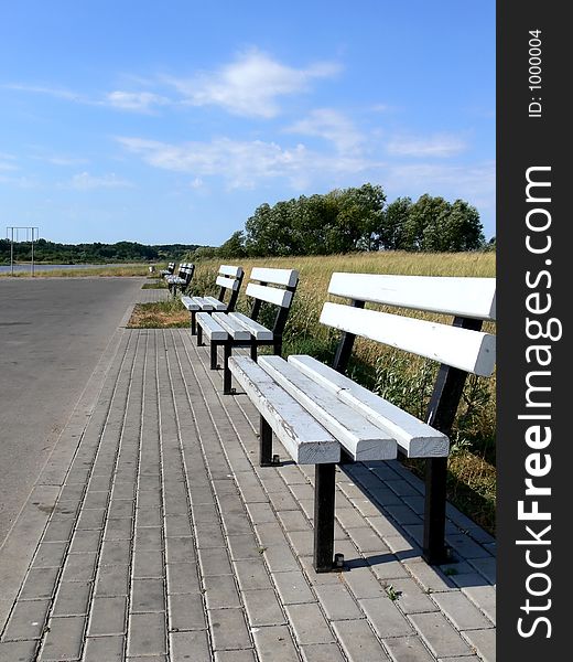 A row of benches in a quay