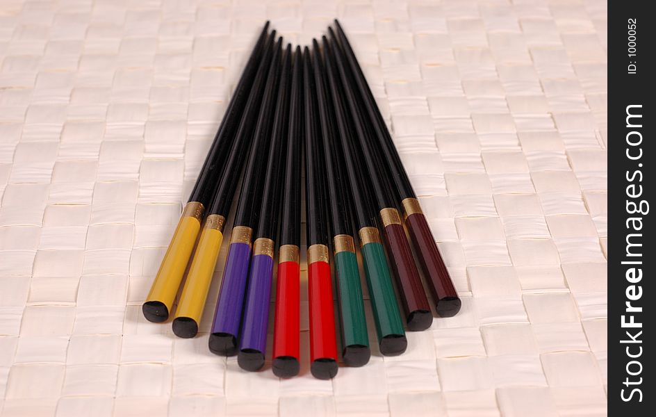 Multi Colored Chop Sticks On Mat