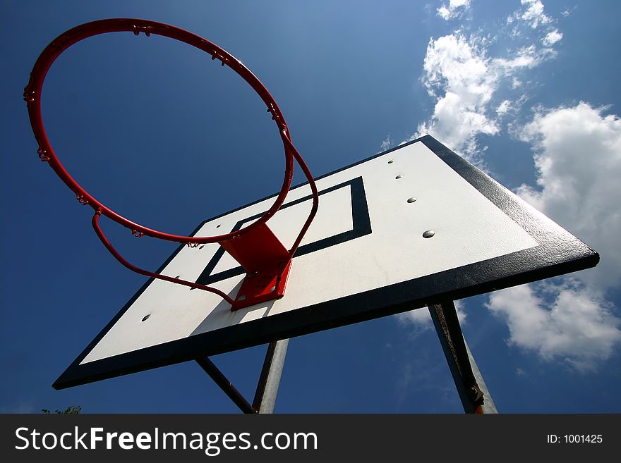 Basket ball  net  against a blue sky