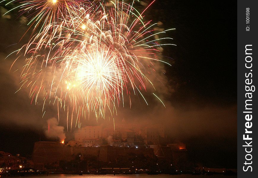 Corsican sceneries, firework in Calvi