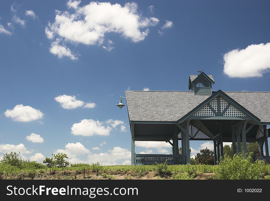 Beach hut provides shade in Whitby, Ontario. Beach hut provides shade in Whitby, Ontario