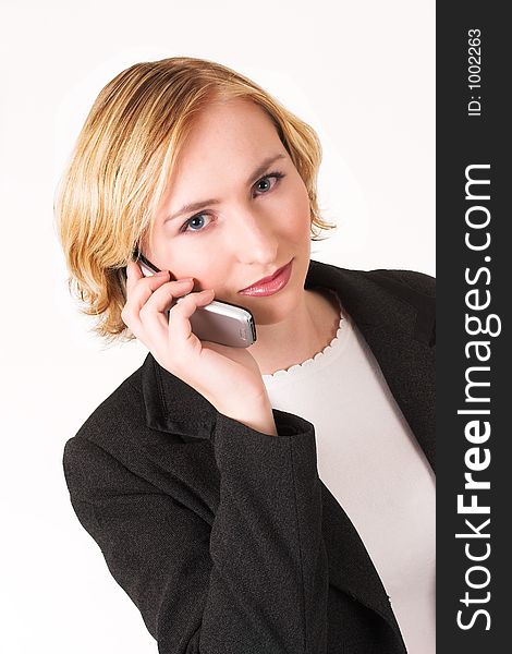 Business woman on cell phone. Business woman on cell phone