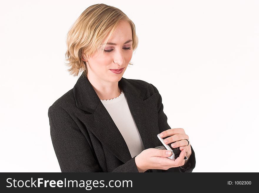Business women opening/closing cell phone. Business women opening/closing cell phone