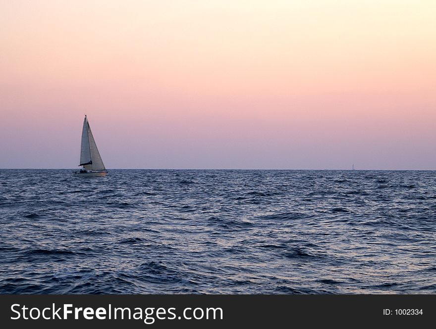 Sunset on a yacht