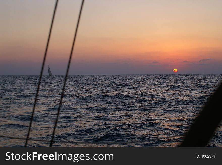 Sunset On A Yacht