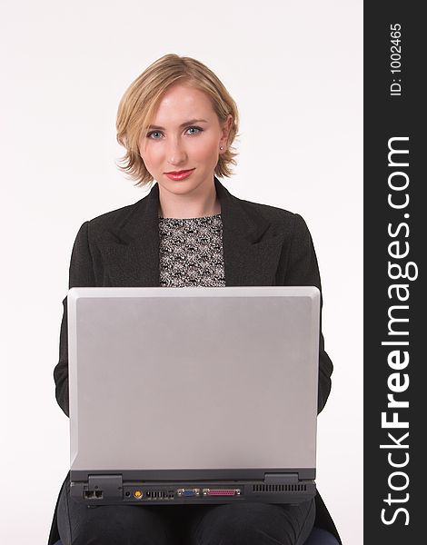 Business woman working on laptop. Business woman working on laptop