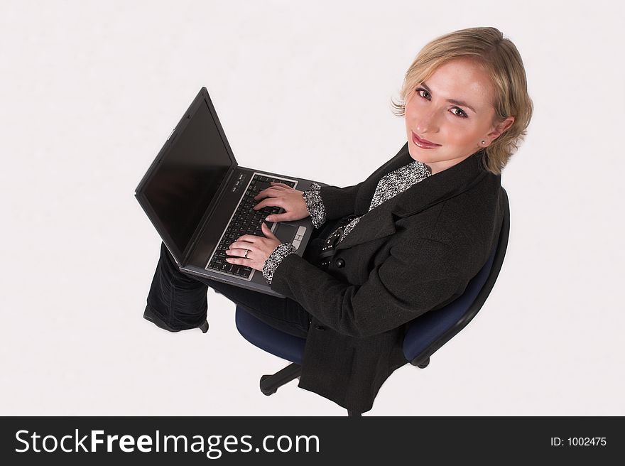 Business woman working on laptop