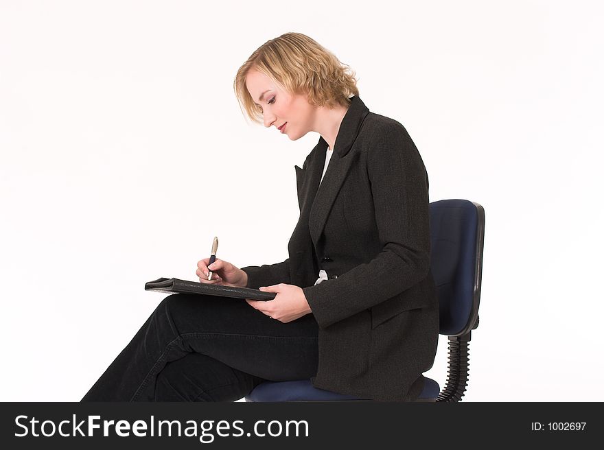 Business woman making notes. Business woman making notes