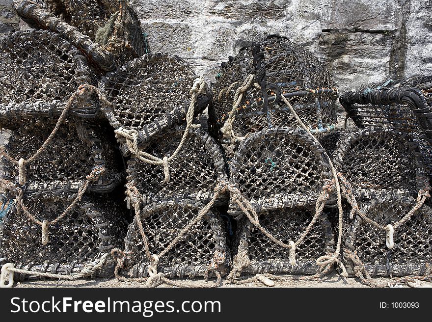 Lobster pots stacked on top of each other