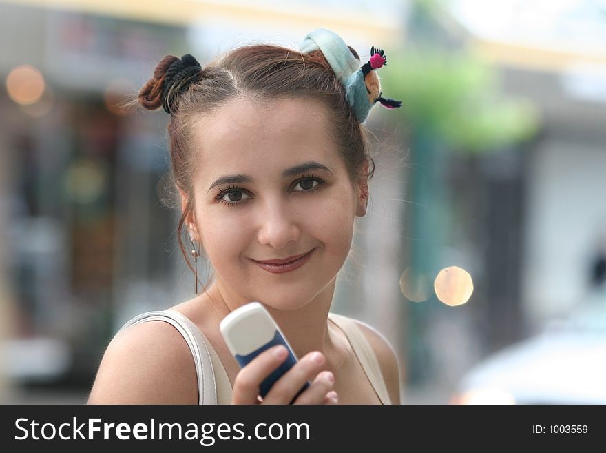 Young woman with a phone. Young woman with a phone