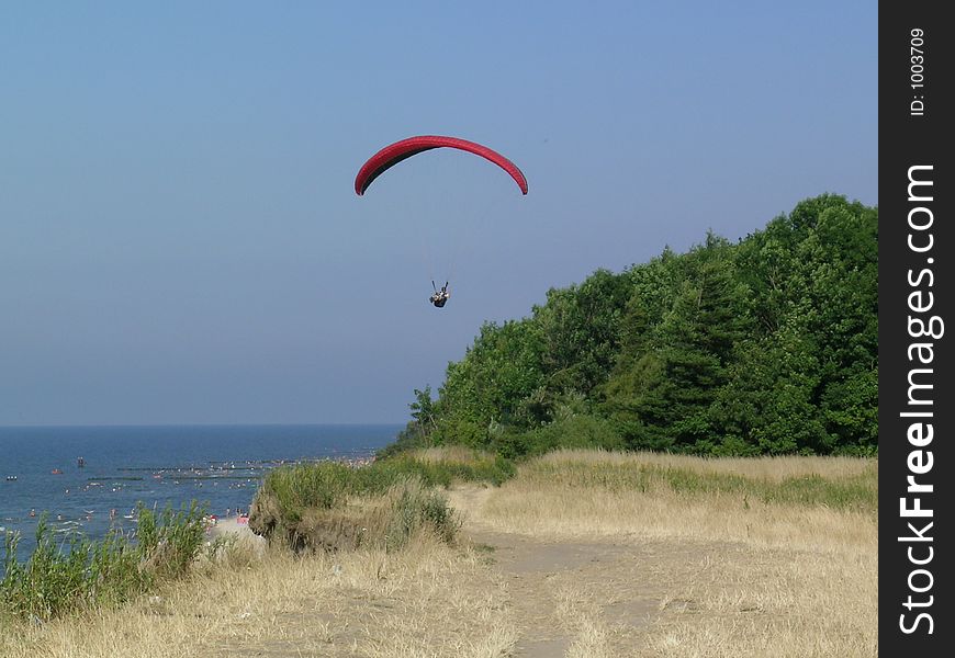 View from the polish sea with parachute. View from the polish sea with parachute