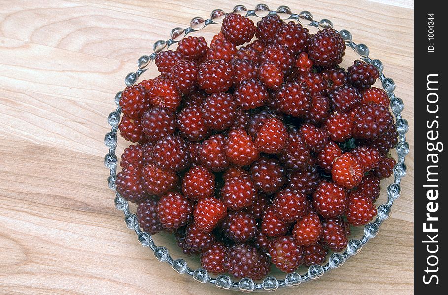 Wild raspberries harvested in a northern Virginia woodlot.