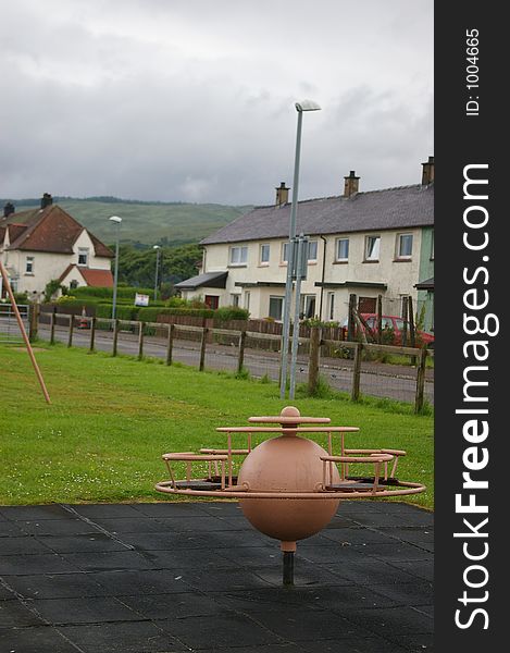 A scottish playground in rain