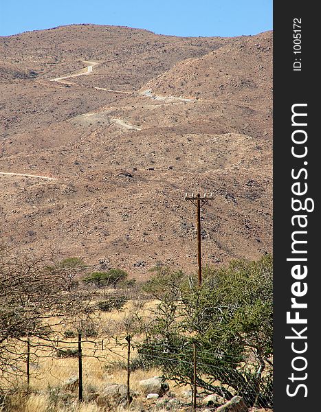 View from the valley to the top of the spreetshoogte pass in namibia. View from the valley to the top of the spreetshoogte pass in namibia.