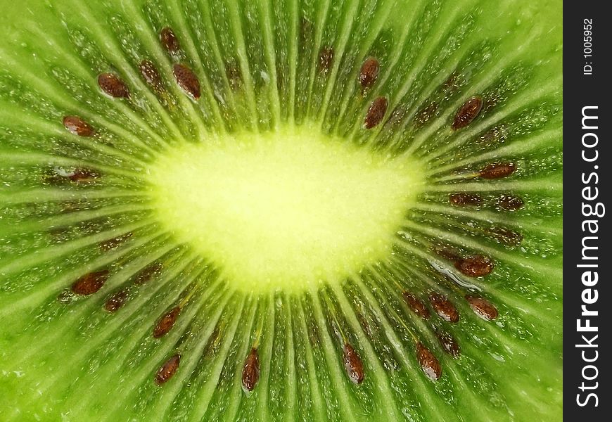 Kiwi fruit with macro lens. Center.