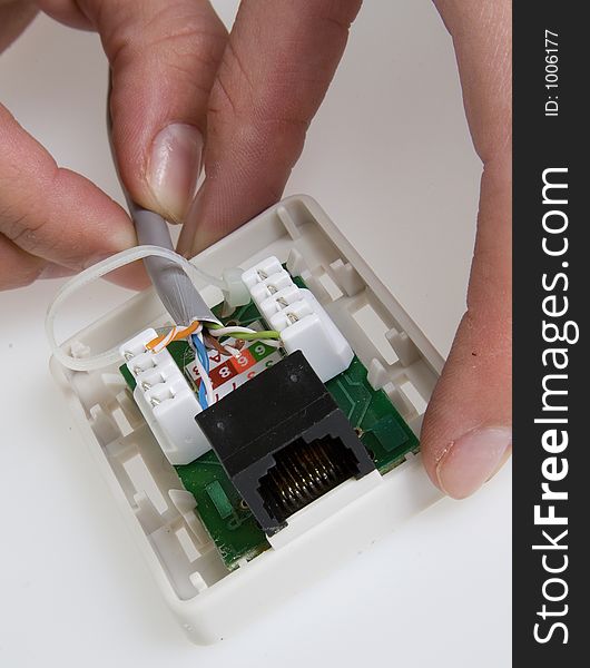 Connecting network cable to a catbox. Connecting network cable to a catbox