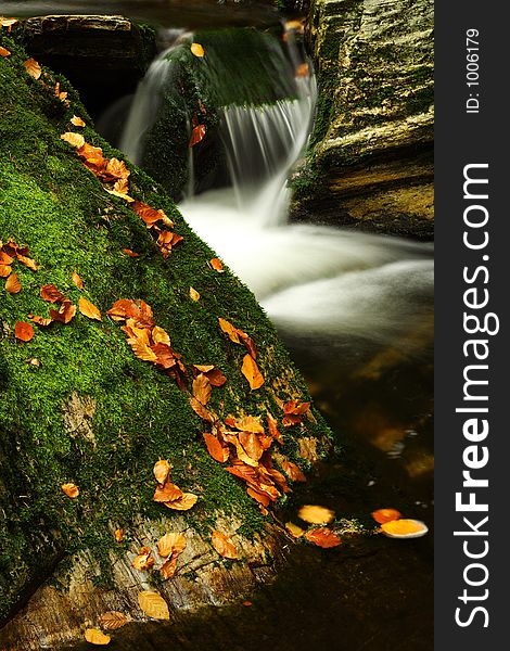 One of many streams in Giant mountains decorated by autumn foliage. One of many streams in Giant mountains decorated by autumn foliage.