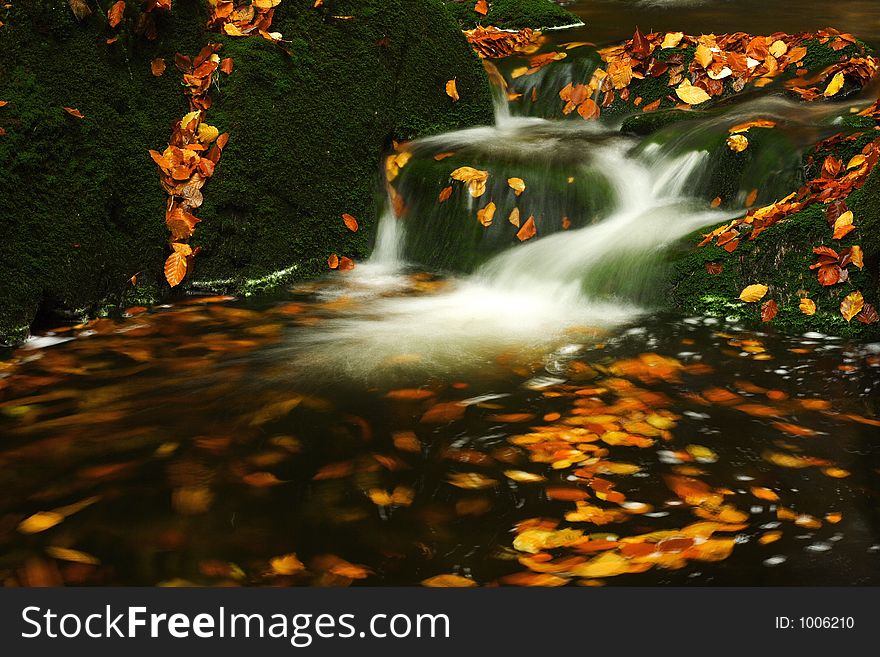 One of many streams in Giant mountains decorated by autumn foliage. One of many streams in Giant mountains decorated by autumn foliage.