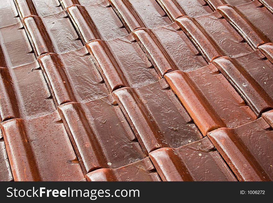 Roofing tiles after a rain storm. Roofing tiles after a rain storm.