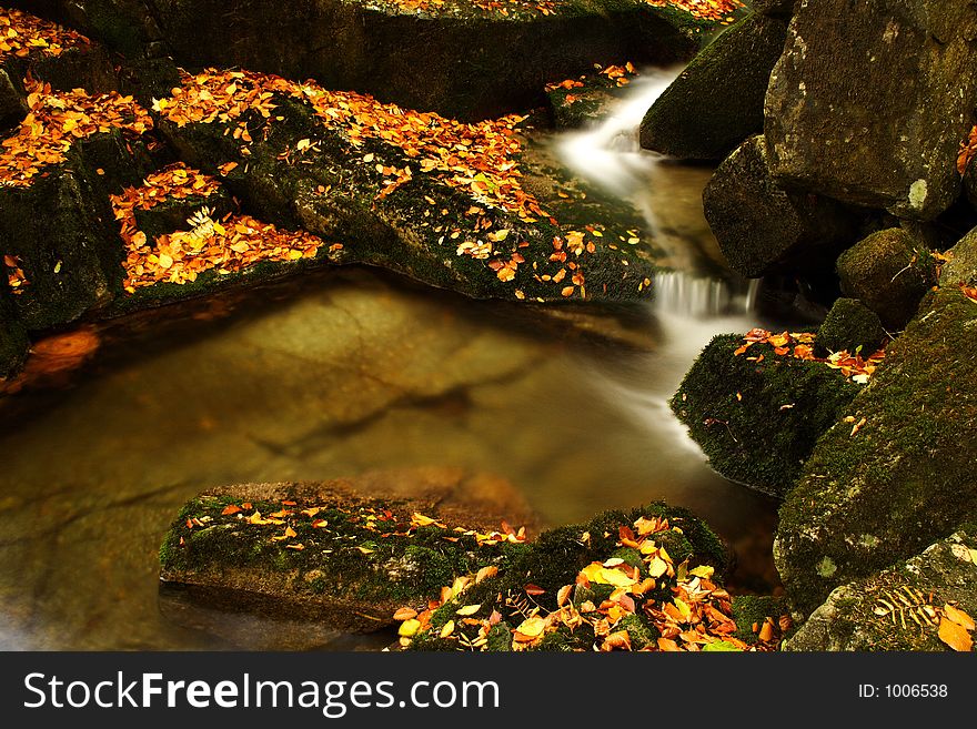 One of many streams in Giant mountains decorated by autumn foliage. One of many streams in Giant mountains decorated by autumn foliage.