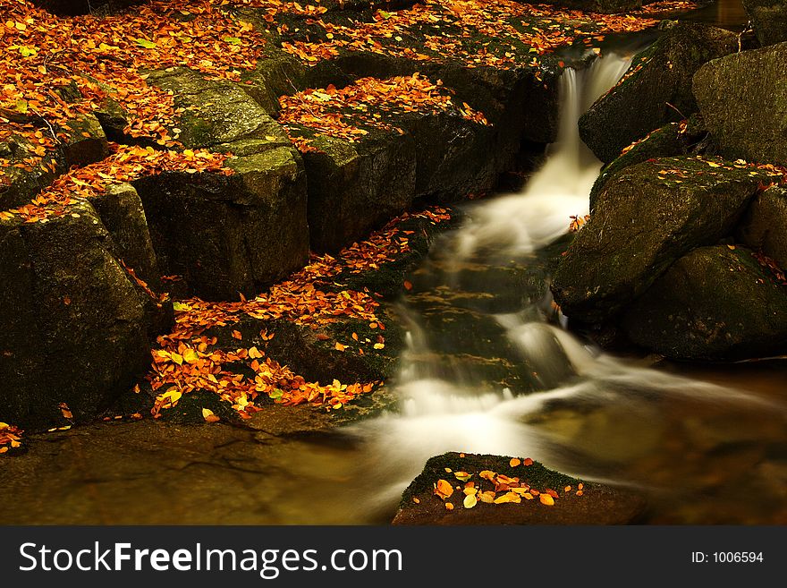 One of many streams in Giant mountains decorated by autumn foliage. One of many streams in Giant mountains decorated by autumn foliage.