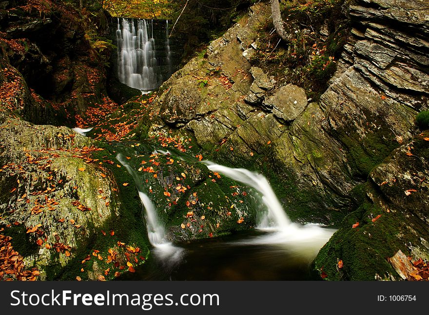 One of many streams in Giant mountains decorated by autumn foliage. One of many streams in Giant mountains decorated by autumn foliage.