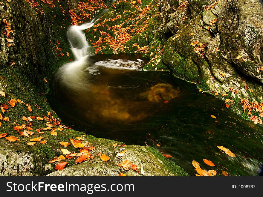 One of many streams in Giant mountains decorated by autumn foliage. One of many streams in Giant mountains decorated by autumn foliage.