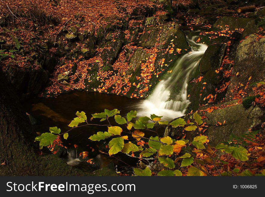 One of many streams in Giant mountains decorated by autumn foliage. One of many streams in Giant mountains decorated by autumn foliage.