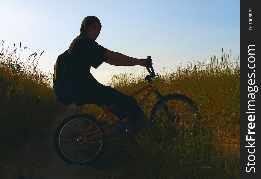 Rider on bmx