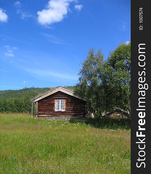 Old Norwegian cottage. Old Norwegian cottage