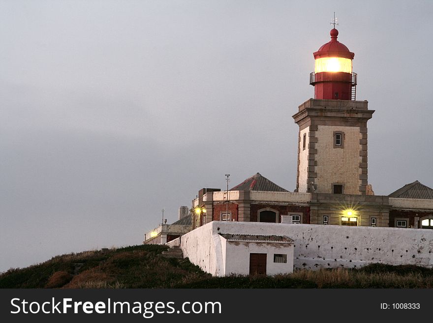 Lighthouse building on Portuguese Coast