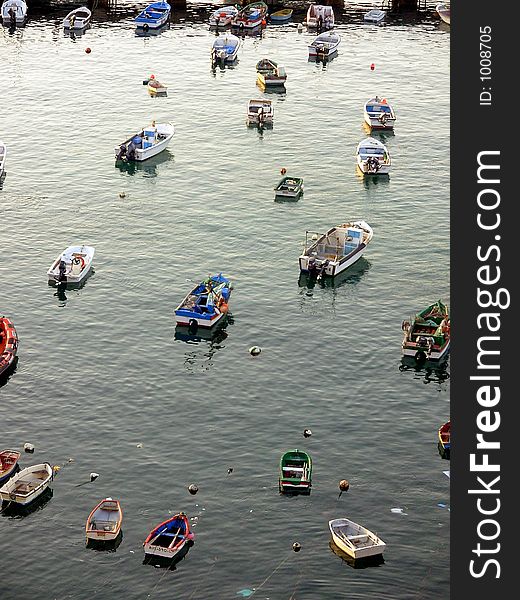 Boats in the port of fish in sagres, algarve, portugal.