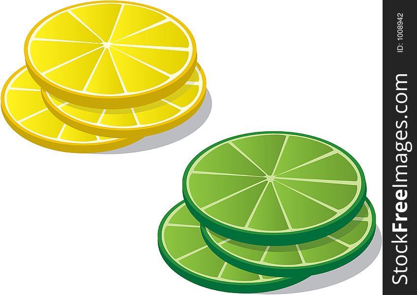Illustration of lemon and lime slices