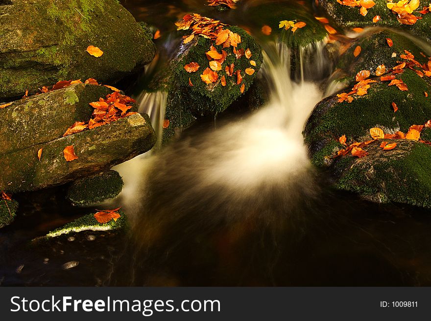 One of many streams in Giant mountains decorated by autumn foliage. One of many streams in Giant mountains decorated by autumn foliage.