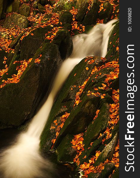 One of many streams in Giant mountains decorated by autumn foliage. One of many streams in Giant mountains decorated by autumn foliage.