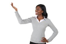 Free Business Woman Presenting Into Copyspace Stock Image - 10003731