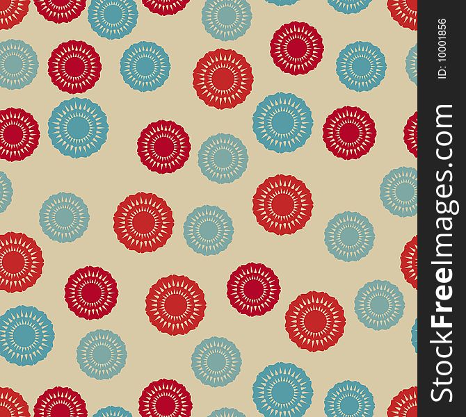 Red and blue seamless flowers pattern. Red and blue seamless flowers pattern