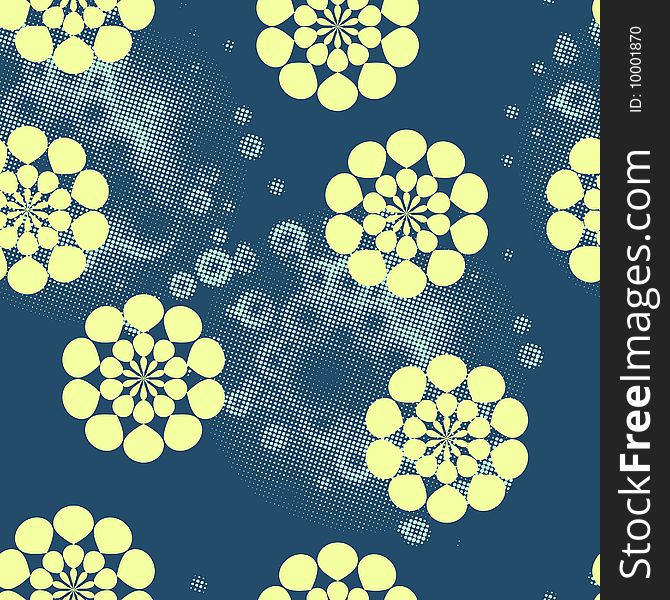 Green seamless flowers background pattern