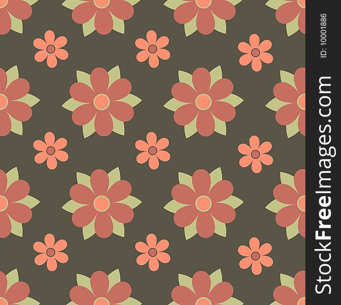 Pink and green seamless flowers background pattern