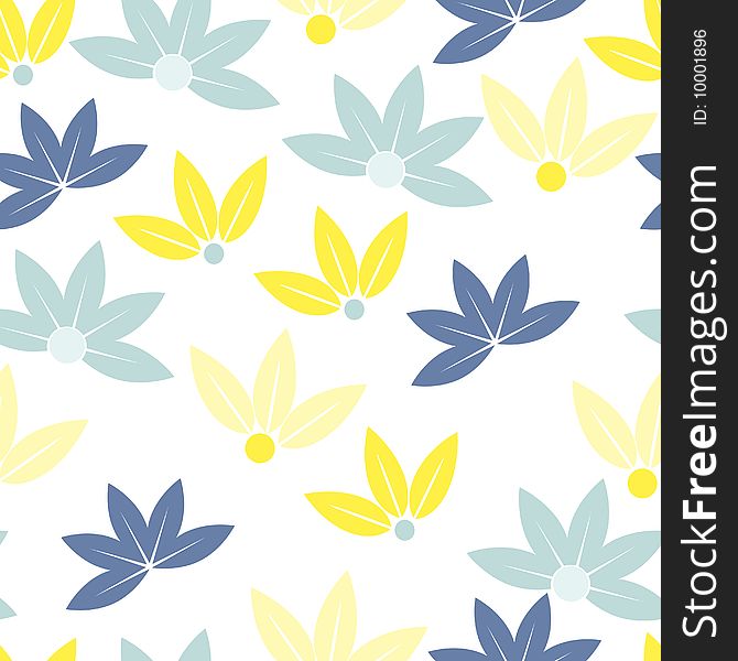 Yellow and blue seamless flowers pattern