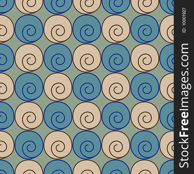 Seamless blue and beige spiral background pattern. Seamless blue and beige spiral background pattern