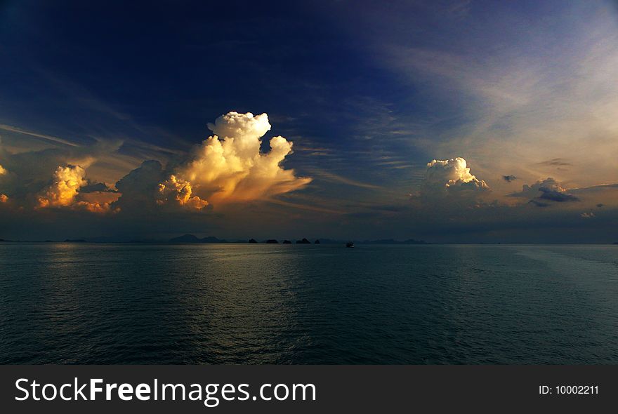 An evening sky over the gulf of Thailand. An evening sky over the gulf of Thailand.