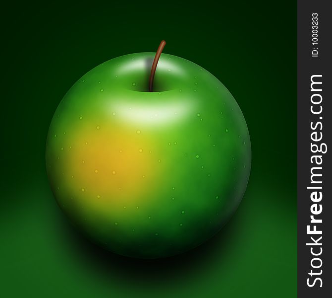 Illustration of green apple isolated on green background