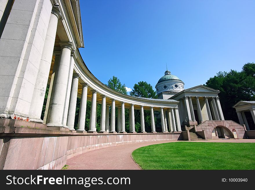 Russian palace with colonnade in Arkhangelskoe