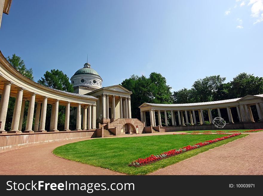 Long colonnade of the old palace in Moscow. Long colonnade of the old palace in Moscow