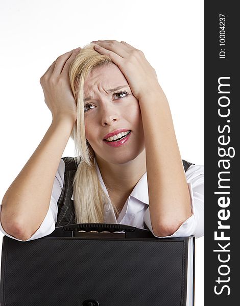 Portrait of businesswoman with folder