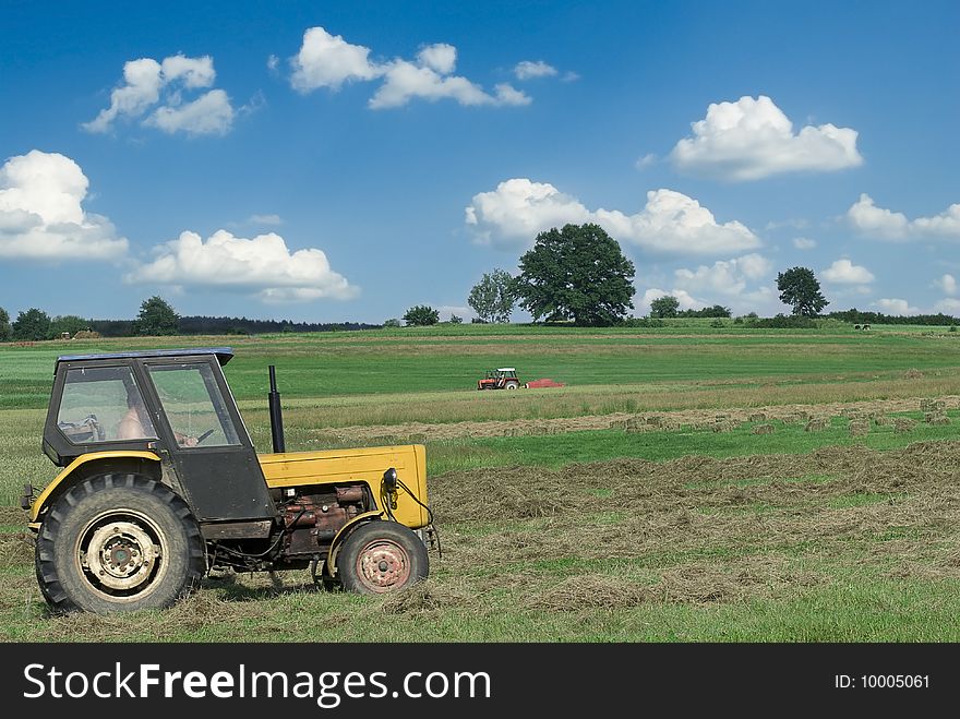 Tractor working in the field